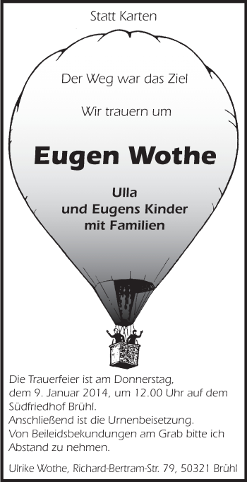 Anzeige von Eugen Wothe von  Schlossbote/Werbekurier 