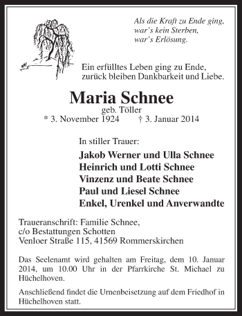 Anzeige von Maria Schnee von  Werbepost 