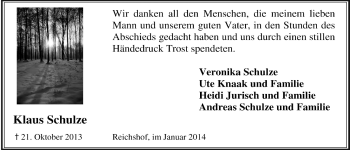 Anzeige von Klaus Schulze von  Anzeigen Echo 