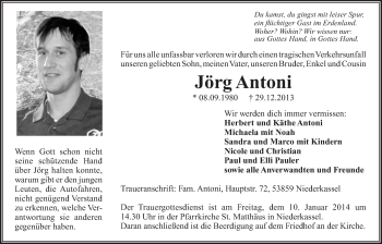 Anzeige von Jörg Antoni von  Extra Blatt 