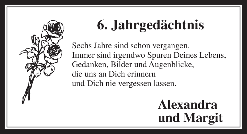  Traueranzeige für 6. Jahrgedächtnis  vom 15.01.2014 aus  Werbepost 