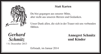 Anzeige von Gerhard Schmitz von  Werbepost 