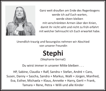 Anzeige von Stephanie Gernac von  Sonntags-Post 
