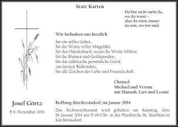 Anzeige von Josef Görtz von  Werbepost 