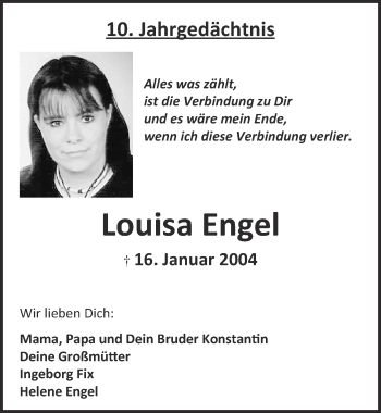Anzeige von Louisa Engel von  Kölner Wochenspiegel 