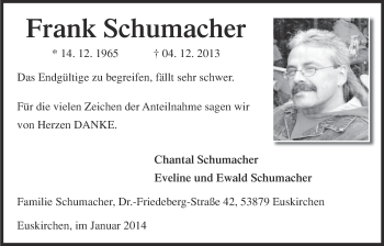 Anzeige von Frank Schumacher von  Blickpunkt Euskirchen 