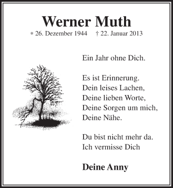 Anzeige von Werner Muth von  Lokalanzeiger 