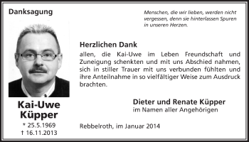 Anzeige von Kai-Uwe Küpper von  Anzeigen Echo 