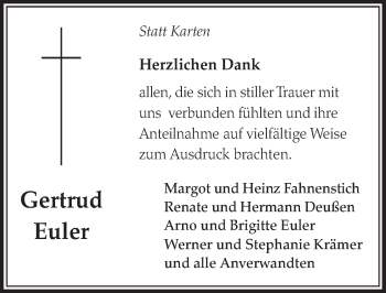 Anzeige von Gertrud Euler von  Schlossbote/Werbekurier 