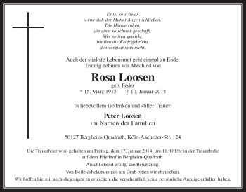 Anzeige von Rosa Loosen von  Werbepost 