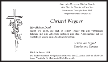 Anzeige von Christel Wegner von  Wochenende 