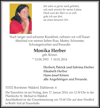 Anzeige von Monika Herber von  Schlossbote/Werbekurier 
