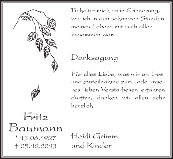 Anzeige von Fritz Baumann von  Schlossbote/Werbekurier 