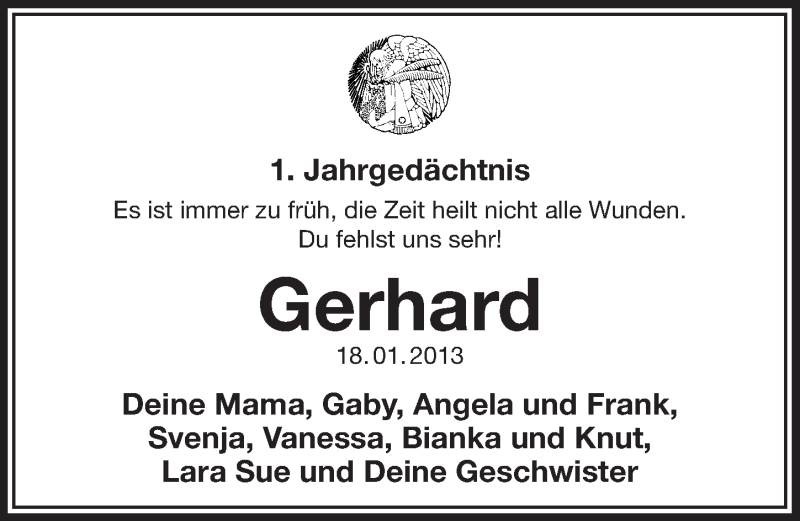  Traueranzeige für Gerhard  vom 15.01.2014 aus  Anzeigen Echo 