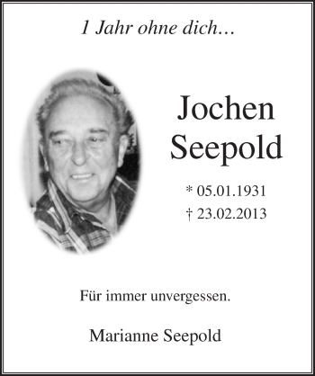 Anzeige von Jochen Seepold von  Rhein-Sieg-Wochenende 