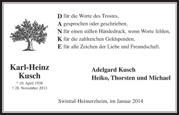 Anzeige von Karl-Heinz Kusch von  Schaufenster/Blickpunkt 