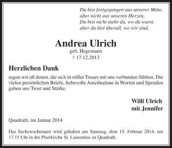 Anzeige von Andrea Ulrich von  Werbepost 