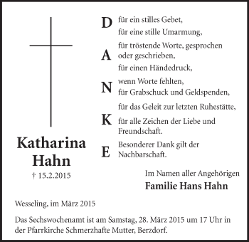 Anzeige von Katharina Hahn von  Schlossbote/Werbekurier 