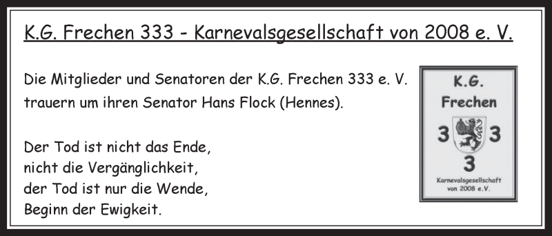  Traueranzeige für Hans Flock vom 18.01.2014 aus  Sonntags-Post 