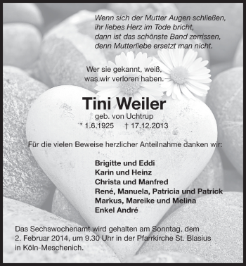 Anzeige von Tini Weiler von  Schlossbote/Werbekurier 
