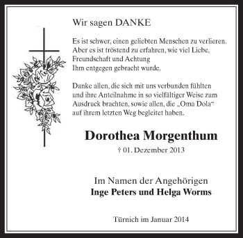Anzeige von Dorothea Morgenthum von  Werbepost 