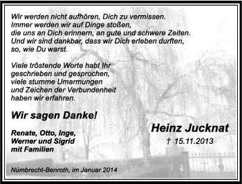 Anzeige von Heinz Jucknat von  Lokalanzeiger 