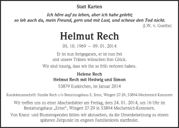 Anzeige von Helmut Rech von  Blickpunkt Euskirchen 