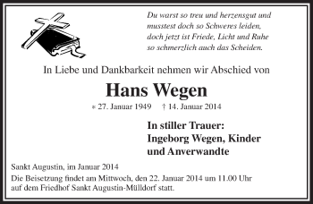 Anzeige von Hans Wegen von  Extra Blatt 