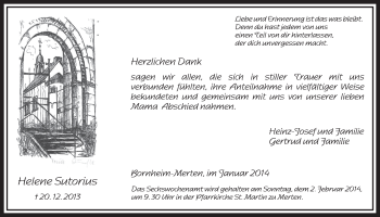 Anzeige von Helene Sutorius von  Schlossbote/Werbekurier 