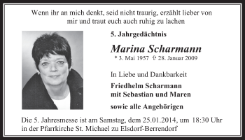 Anzeige von Marina Scharmann von  Werbepost 