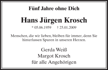 Anzeige von Jürgen Krosch von  Sonntags-Post 