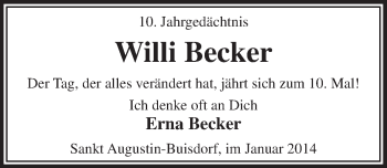 Anzeige von Willi Becker von  Extra Blatt 
