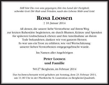 Anzeige von Rosa Loosen von  Werbepost 