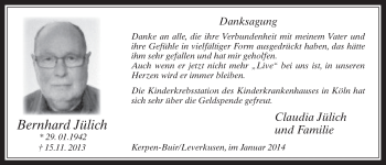 Anzeige von Bernhard Jülich von  Werbepost 