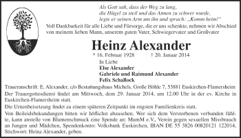Anzeige von Heinz Alexander von  Blickpunkt Euskirchen 