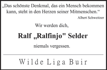 Anzeige von Ralf Selder von  Sonntags-Post 