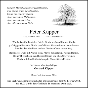 Anzeige von Peter Küpper von  Blickpunkt Euskirchen 
