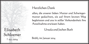 Anzeige von Elisabeth Schloemer von  Schlossbote/Werbekurier 