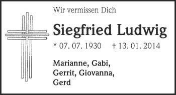 Anzeige von Siegfried Ludwig von  Kölner Wochenspiegel 