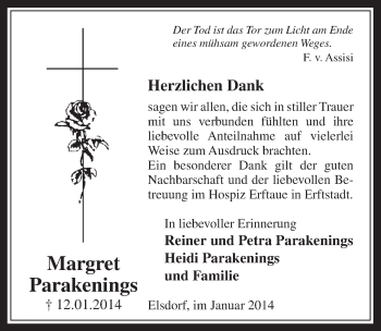 Anzeige von Margret Parakenings von  Werbepost 