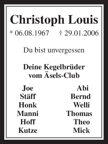 Anzeige von Christoph Louis von  Werbepost 