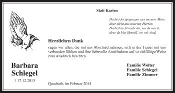 Anzeige von Barbara Schlegel von  Werbepost 
