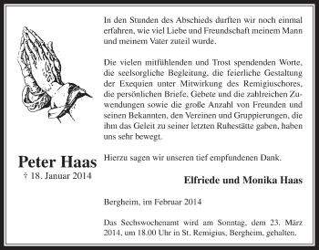 Anzeige von Peter Haas von  Werbepost 