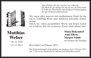 Anzeige von Matthias Weber von  Werbepost 