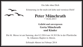 Anzeige von Peter Münchrath von  Werbepost 