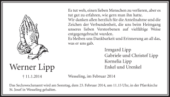 Anzeige von Werner Lipp von  Schlossbote/Werbekurier 