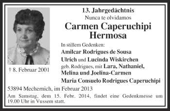 Anzeige von Carmen Caperuchipi Hermosa von  Blickpunkt Euskirchen 