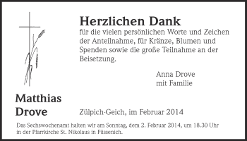 Anzeige von Matthias Drove von  Blickpunkt Euskirchen 