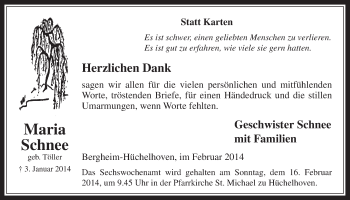 Anzeige von Maria Schnee von  Werbepost 