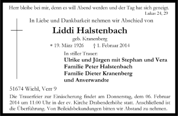Anzeige von Liddi Halstenbach von  Anzeigen Echo 